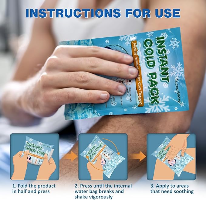 25 Packs Instant Cold Pack for Large Size (5.9" x 8.6") - Disposable First Aid Ice Packs for Injuries - Cold Compress for Pain Relief, Swelling, Inflammation, Toothache, Athletes & Outdoor Activities