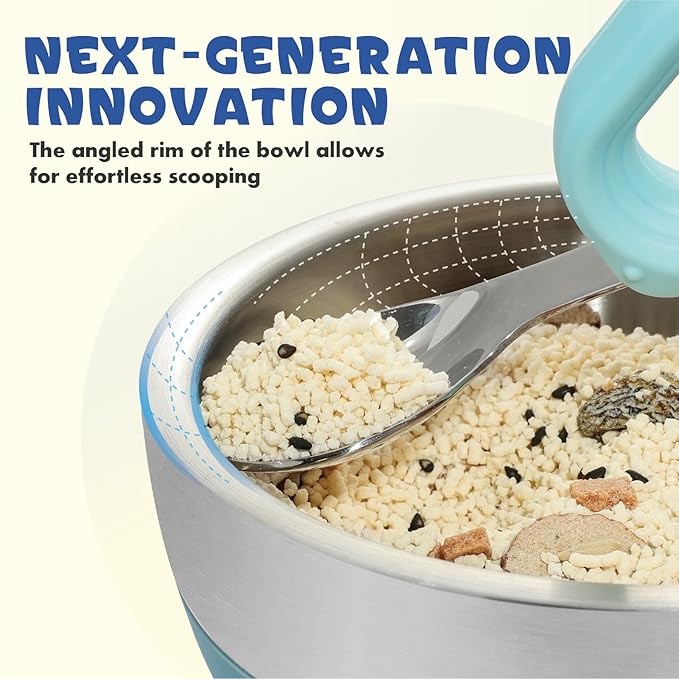 MR. CHOU Suction Baby Bowl Set with Spoon & Fork, Double-Wall 18/8 Stainless Steel Toddler Bowls with BPA Free Airtight Lids, Food Grade Infant Self-Feeding Bowl, First Stage Led Weaning Supplies Blue