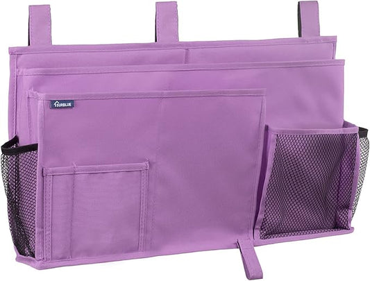 Surblue Caddy Hanging Organizer Bedside Storage Bag for Bunk and Hospital Beds, Purple, L
