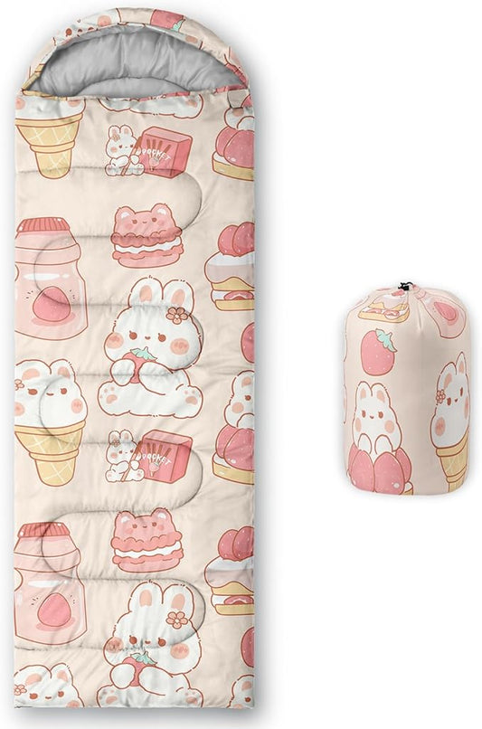 QOOMO Camping Sleeping Bags,3 Season Warm & Cool Weather,Lightweight,Waterproof Sleeping Bags for Adults & Kids,Traveling,and Outdoors,Camping Gear Equipment