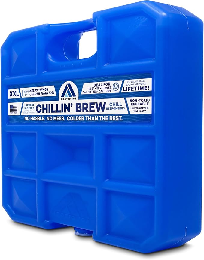 Arctic Ice Chillin' Brew Series Long Lasting Reusable Ice Pack - Freezes at 28° Fahrenheit - Designed to Keep Beverages Colder Than Ice