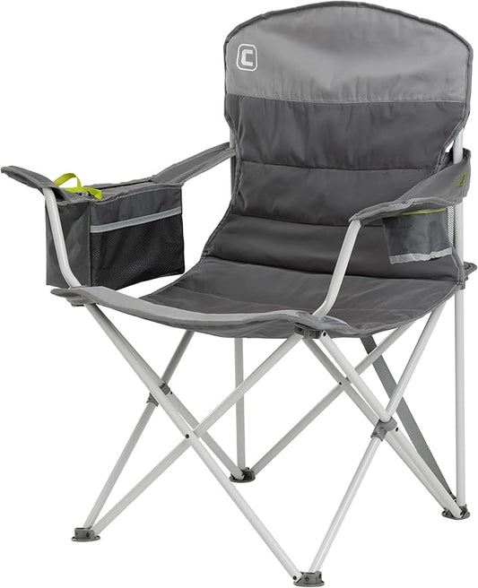 CORE Padded Quad Chair with Built-in Cooler | Folding Chair with Cupholder & Storage Pocket for Indoor Home or Outdoor Camping | Perfect for Concert Seat, Sports, Beach, Travel & Picnic