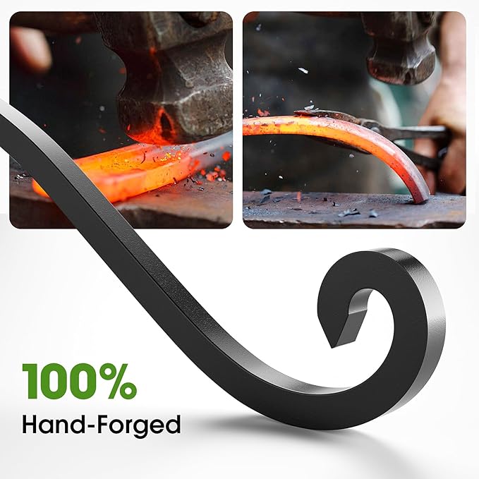 6Pack Heavy Duty Wall Hanging Plant Hanger Hook, 12Inch Black Metal Outdoor and Indoor Bracket for Hanging Flower Pot, Bird Feeder, Lanterns