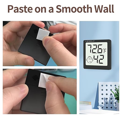 Mini Humidity Meter Hygrometer 6 Pack Room Thermometer Indoor Digital Temperature and Humidity Monitor (Black)