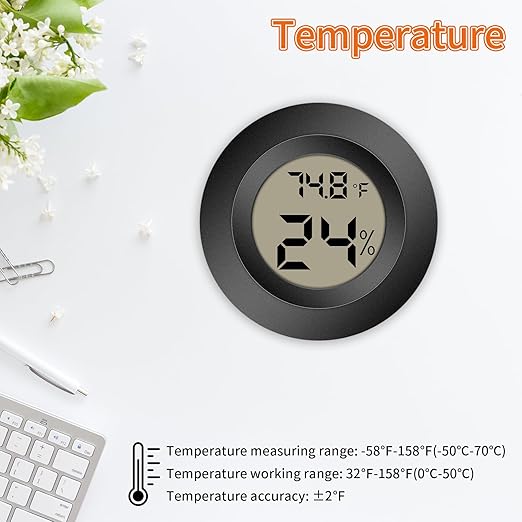 Mini Hygrometer Thermometer Indoor Outdoor Humidity Meter Digital LCD Humidity Monitor Sensor Humidity Gauge Reptile Thermometer for Room Humidor Humidifier Greenhouse Fahrenheit/Celsius(℉/℃) 6 Pack