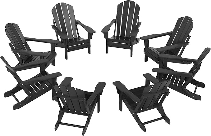 WestinTrends Malibu Malibu Outdoor Folding Poly Adirondack Chair (Set of 8), Gray