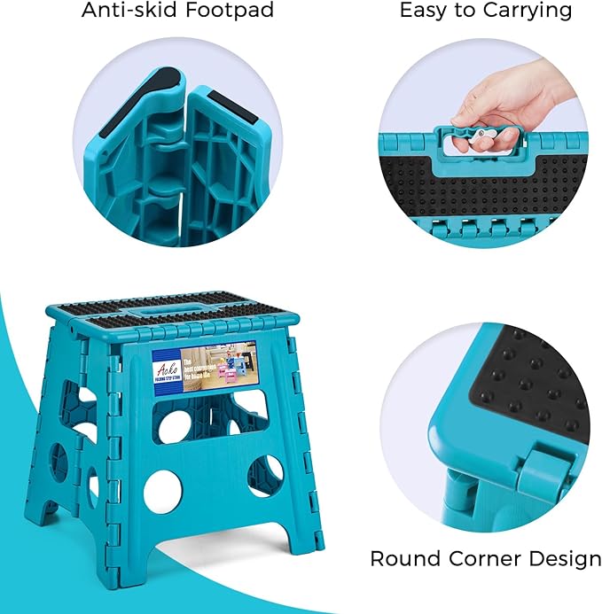 ACKO Folding Step Stool - 13" Premium Heavy Duty Foldable Stool for Adults, Kitchen Garden Bathroom Stepping Stool (1 Pack)