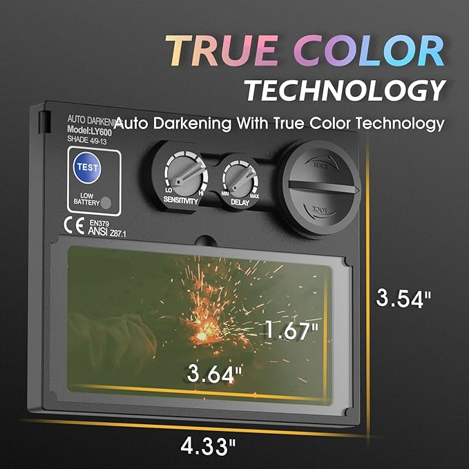 TOOLIOM Welding Helmet Auto Darkening Solar Powered with Adjustable Shade Range 4/9-13 for TIG MIG ARC Welder Hood Welder Mask