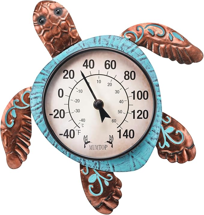 MUMTOP Outdoor Thermometer, Turtle Outside Wall Thermometer for Patio Yard Garden