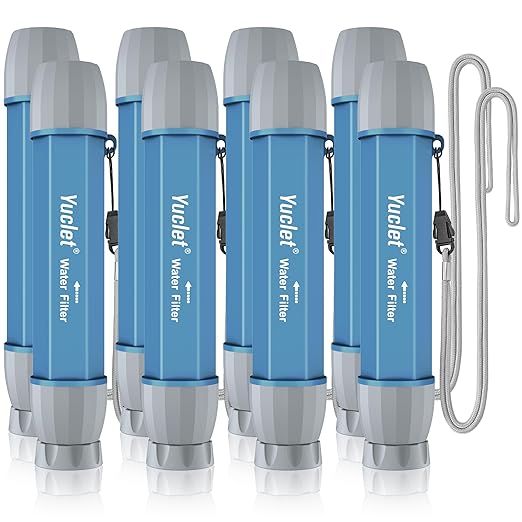 YWF01 Water Filter Straw for Drinking Survival, Portable Water Filter Water Filtration System Prepper Gear and Supplies for Emergency Preparedness, Camping, Hiking, Backpacking and Travel, 8 Pack