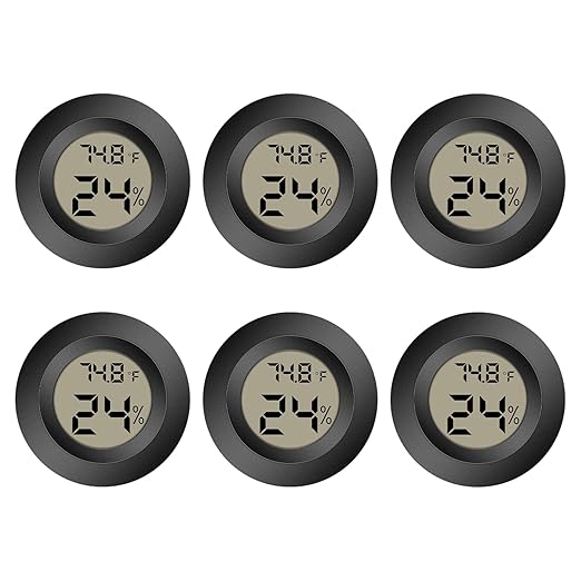 Mini Hygrometer Thermometer Indoor Outdoor Humidity Meter Digital LCD Humidity Monitor Sensor Humidity Gauge Reptile Thermometer for Room Humidor Humidifier Greenhouse Fahrenheit/Celsius(℉/℃) 6 Pack
