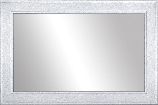 Frame My Mirror Silver Framed Mirror, 20" x 24" Mirror for Bathroom, Wood Frame, True Reflections Glass, Brushed Silver Finish, Porter Design, Hangs Horizontally or Vertically, Made in USA