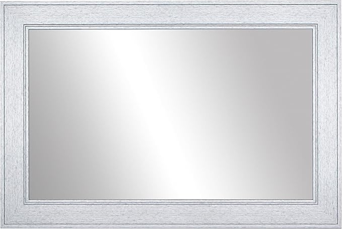 Frame My Mirror Silver Framed Mirror, 20" x 36" Mirror for Bathroom, Wood Frame, True Reflections Glass, Brushed Silver Finish, Porter Design, Hangs Horizontally or Vertically, Made in USA