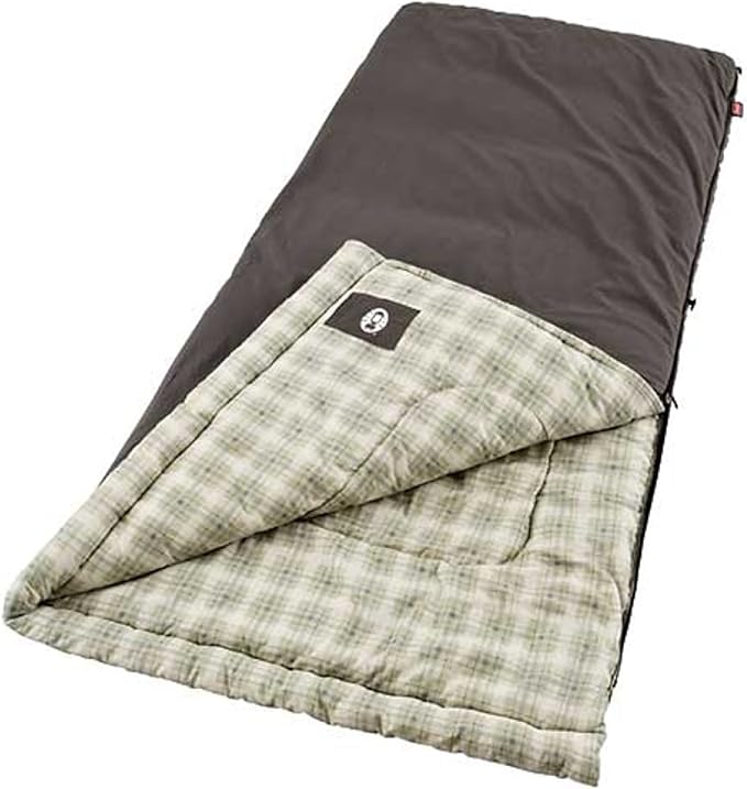 Coleman Heritage Big & Tall 10°F Flannel Sleeping Bag, XL Sleeping Bag Fits Adults up to 6ft 7in Tall, Machine Washable, Great for Camping, Hunting, Guests, & More