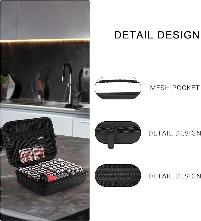 Battery Storage Case for AA AAA Button Cells, Battery Organizer Case, for 3 Batteries Variety Pack 88 Batteries Mesh Bag (Batteries Not Included) (BLACK)