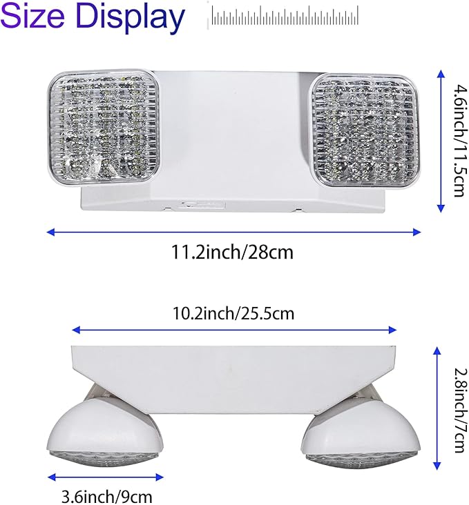 TANLUX LED Emergency Light with Wire Guard, Protective Coated Steel Wire Guard with Emergency Light