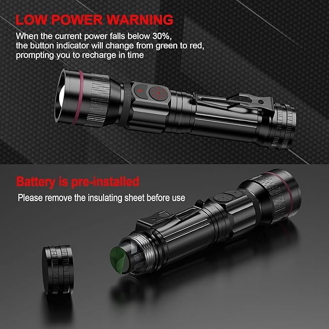 WdtPro Rechargeable Flashlight, Bright LED Flash Light, 5 Modes, Zoomable Small Torch with Clip, Waterproof, Flash Lights for Camping Essential Outdoor Home Emergency