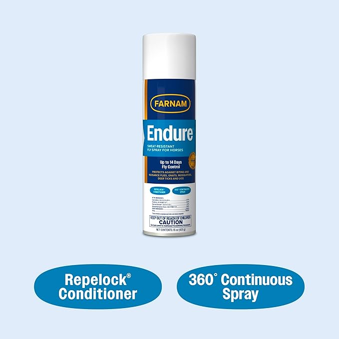 Farnam Endure Sweat-Resistant Fly Spray for Horses, Protects Against Lyme Disease, 15 oz