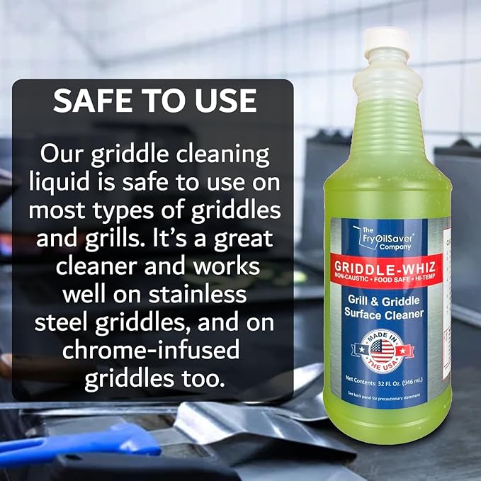 4x Griddle-Whiz Grill & Griddle Surface Cleaner, Removes Grease, Food Residue & Burnt On Organics, High-Heat Flat Top Grill Cleaner, Food Contact Surface, Non-Caustic Formula by FryOilSaver Co.