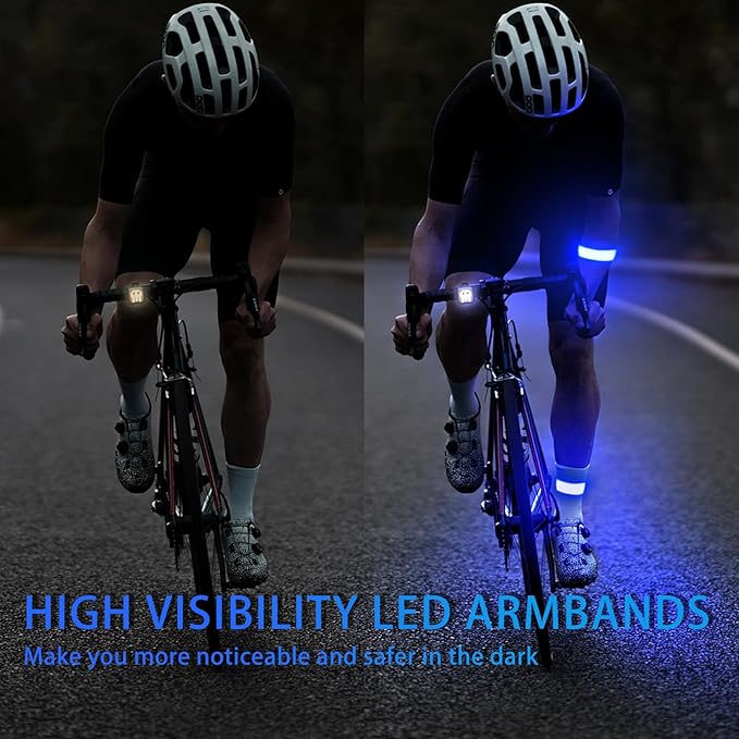 2 Pack LED Armband - Rechargeable Running Lights with Reflective Gear, High Visibility LED Wristband Lights