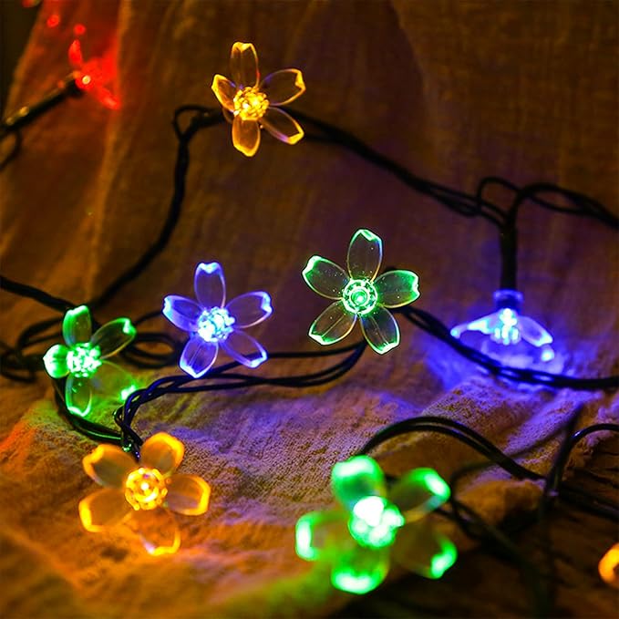 Decorative Colored Pastel Flower String Lights, 33ft 100 LED USB Plug in Cherry Blossom Spring Summer Decoration with Timer for Bedroom Patio Wedding Christmas Easter Hanging, Multicolored