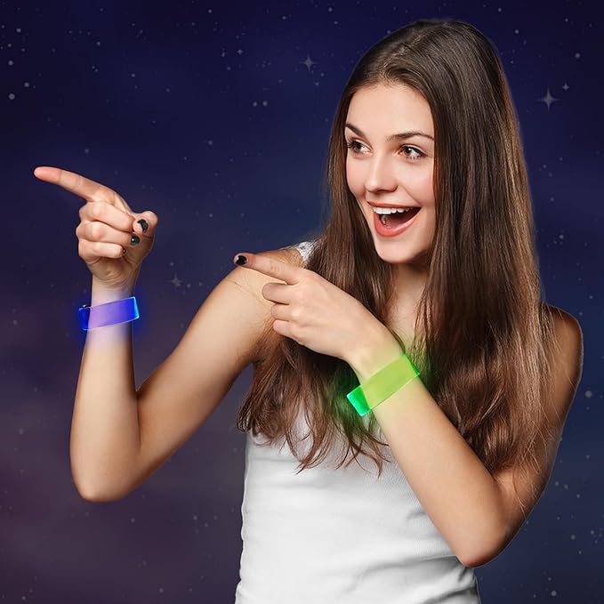 Yowivon Led Light Up Bracelets with Clasp, Glow in the Dark Party Supplies Neon Rave Accessories Cool Halloween Birthday Party Favors, 1 Pcs