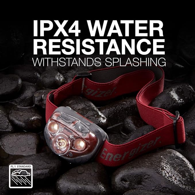 Energizer LED Headlamp, Bright Headlamp for Outdoors, Camping and Mechanic Work Light, Includes Batteries, Pack of 1, Rust Red