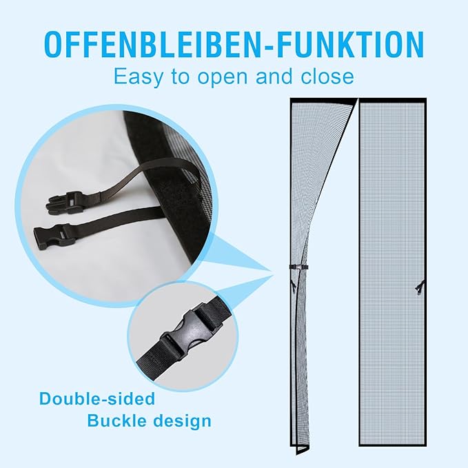 Fiberglass Magnetic Screen Door for 36''x96'' Doors, Screen Size 38"x97" Self-Sealing with Strong Magnets,Anti-Tearing Reinforced Fiberglass Mesh–Keeps Bugs Out–Perfect for Front,Sliding Doors