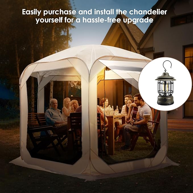 Pop-Up Screen House Tent, 10x10 Feet Outdoor Gazebo with Carry Bag, Stakes, Wind Ropes, Sand Bags, Portable Mosquito Net Canopy with UV Protection & Ventilation for Camping, Patio, Backyard, Garden