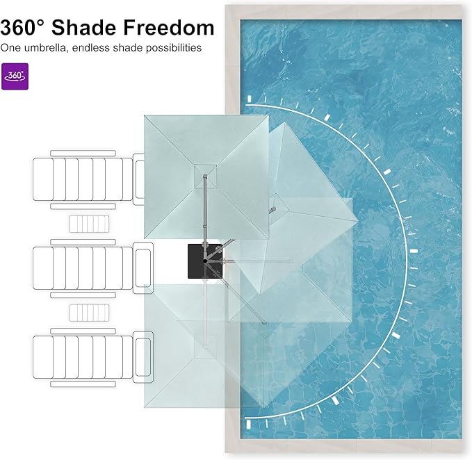 PURPLE LEAF 9 FT Cantilever Patio Umbrella Outdoor Aluminum Offset Square Umbrella with 3 Years Fade Resistance Recycled Fabric and 360-degree Rotation for Deck Pool Garden, Mint Green