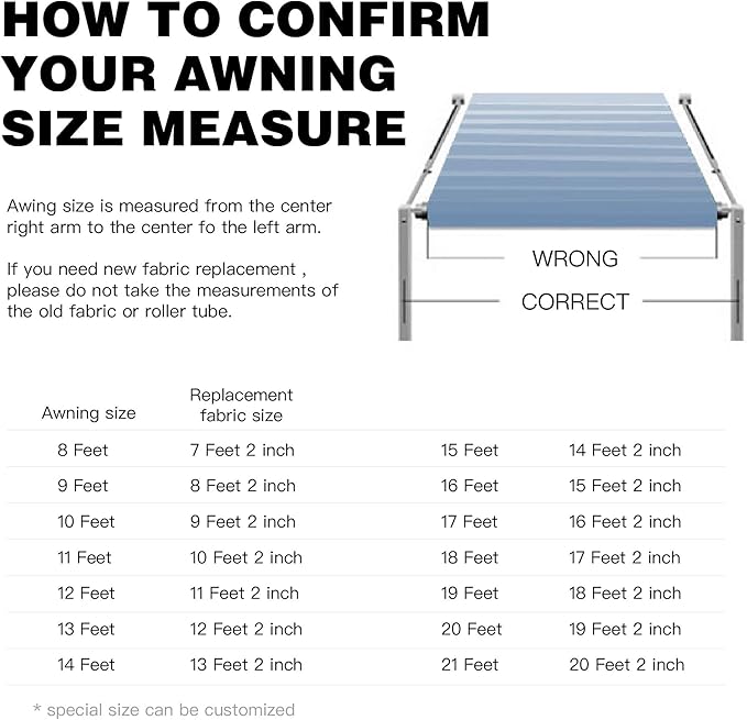 AWNLUX RV Awning Fabric Replacement Waterproof Vinyl Shade Screen for Awnings Camping Universal Fit Fabric Sun Shade UV Sun Blocker Canopy RV Awning Shade Shelter Charcoal Fade-15'(Fabric 14'2")