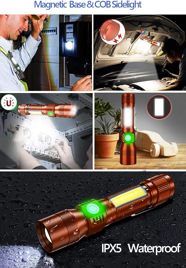 Black Light UV Flashlight Rechargeable, 3in1 Super Bright Tactical Flashlights LED UV Black Light &Redlight, 1500Lumen 7Modes, Zoomable, Waterproof Pocket Flashlight for Pet Stains Detection,Camping