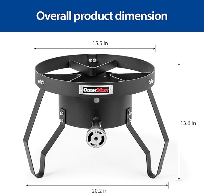 Propane Burner Outdoor Gas Burner for Cooking with Regulator and Cast Iron Braided Holes (single)