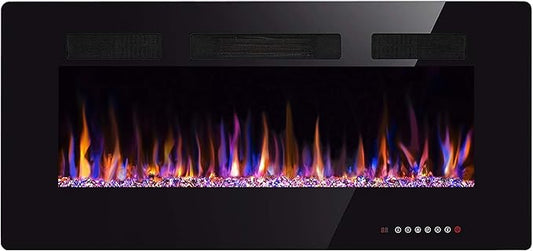 Xbeauty 30 inch Wall Mounted Recessed Electric Fireplace Insert, Flush Mount Linear Fireplace, Ultra-Thin Lightweight LED Fireplace Heater, Fit 2x4&2x6 Stud w/Touch Screen,Remote Control,1500W,Black