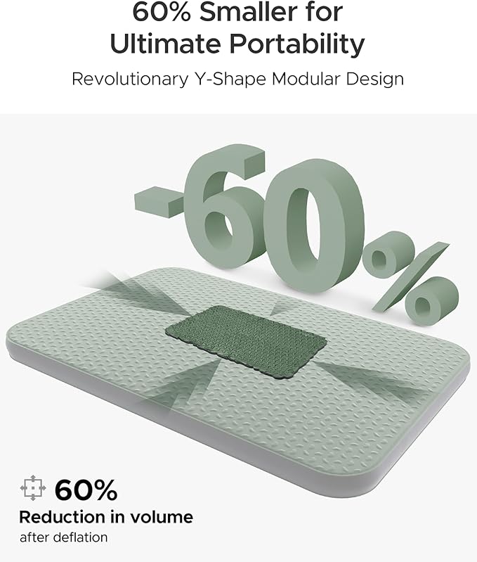 ACACIA 4.3" Thick Self Inflating Sleeping Pad with Foam | Innovative Y-Shaped Telescopic Structure | Ultraportable Camping Mattress | Outdoor Compact Air Mat for Tent Car |