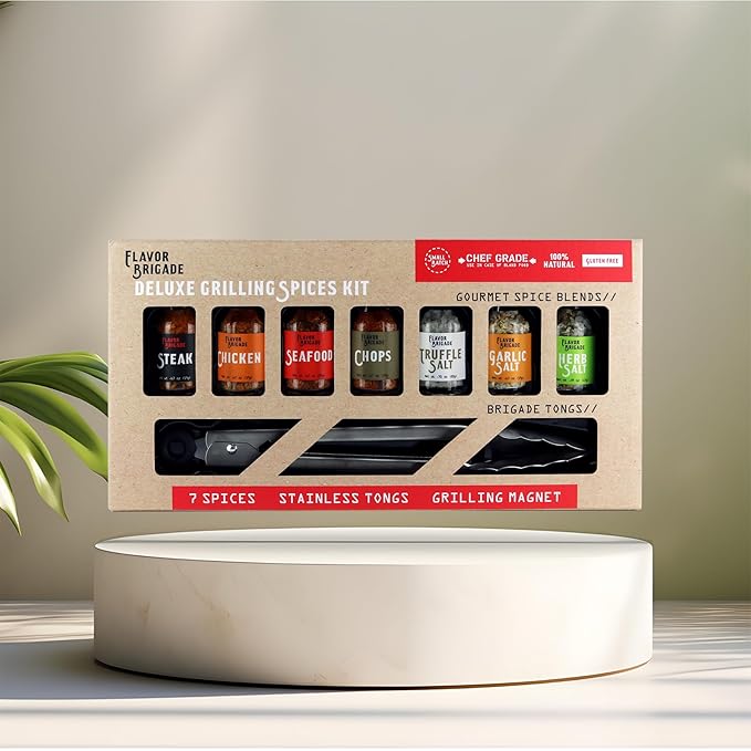 Deluxe Grilling Gift for Men - BBQ Accessories - Gourmet Spice Blends & Seasonings, Tongs, BBQ Magnet, Meat Rubs, Unique Gift for Dad, Son, Brother, Father in Law, Cooking Chefs, Guys, 17 Piece Set