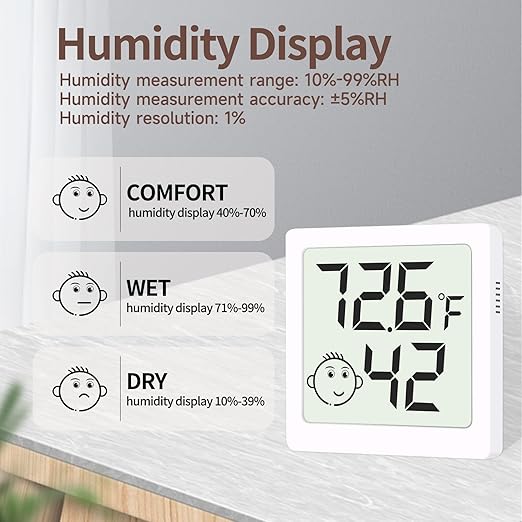 Mini Humidity Meter Hygrometer 6 Pack Room Thermometer Indoor Digital Temperature and Humidity Monitor for Home House Office Garden and Cellar