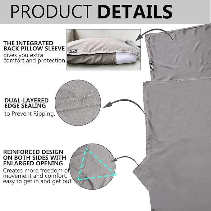 Frelaxy Ultralight Sleeping Bag Liner - Lighter & Compact, 3 Sizes Travel Sheets & Adult Sleep Sack, Comfy Breathable & Cooling & Silky Soft, Quick-Drying, for Backpacking, Hotel, Camping, Hostels