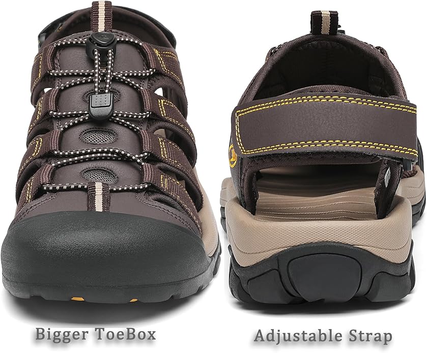 FLARUT Men's Athletic Sandals - Closed Toe Sport Hiking & Outdoor Walking Water Sandals with Anti-Slip Cushioning and Breathable Mesh