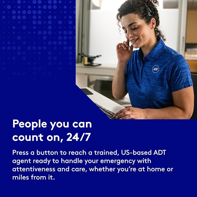 ADT - On-The-Go Mobile Medical Alert System for Seniors - GPS Capabilities, Included Waterproof Wearable Panic Button, 24/7 U.S. Based Monitoring (White Wristband)