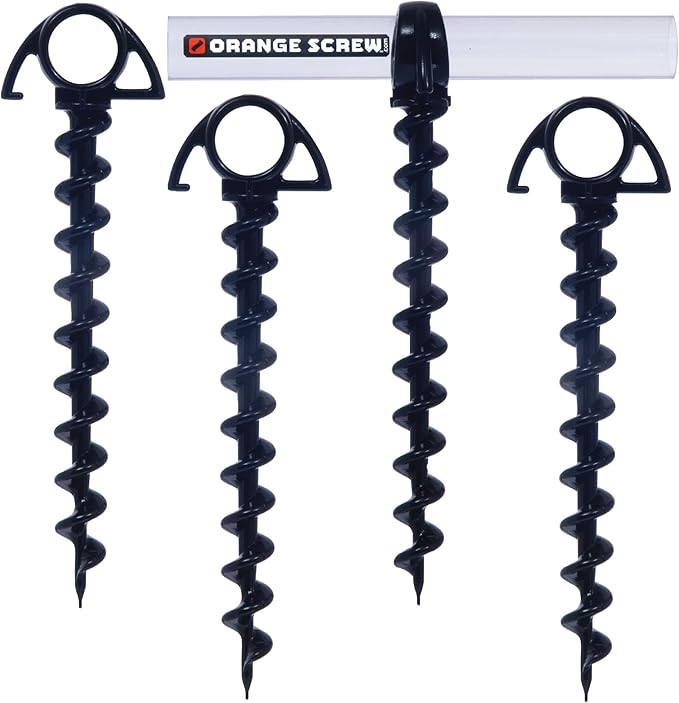 Ultimate Ground Anchors: Heavy Duty Screw-in Tent Stakes for High Wind, Sand, Canopies, and Camping - Made in USA, 100% Recycled, Included T-Grip Tool - (Small, 4 Pack)