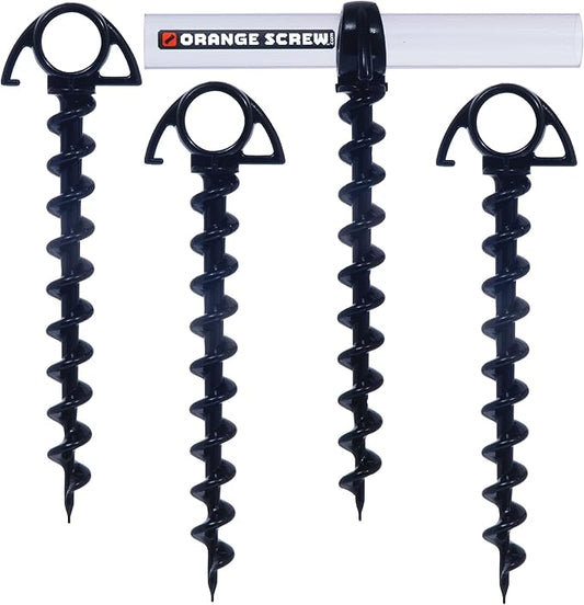 Ultimate Ground Anchors: Heavy Duty Screw-in Tent Stakes for High Wind, Sand, Canopies, and Camping - Made in USA, 100% Recycled, Included T-Grip Tool - (Small, 4 Pack)