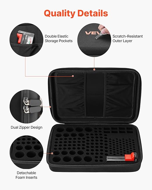VEVOR Battery Organizer Storage Box, Battery Case Bag with Tester BT-168, Waterproof Batteries Organizer Storage Case with Zipper, Holds 167 Batteries AA AAA C D 9V Button, Black (Box Only)