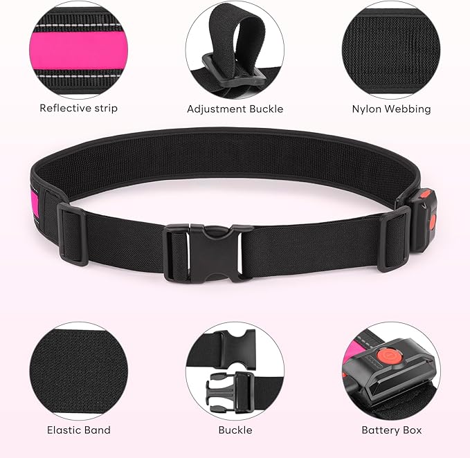 Illumifun LED Running Belt - USB Rechargeable Light Up Sash, High-Visibility Elastic Waistband Light for Running Cycling Hiking Camping Nighttime Activities