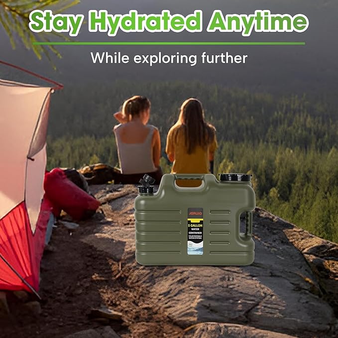5 Gallon Water Jug, Portable Camping Water Containers with Spigot BPA Free Emergency Water Jug Water Tank Storage No Leakage