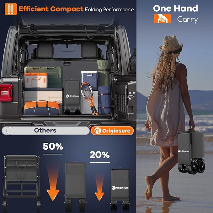 48" L Collapsible Wagon Cart Foldable, 560LB Weight Capacity 300L Heavy Duty Folding Beach Wagons with Big All-Terrain Wheels, Utility Carts for Groceries, Shopping, Camping, Sports - Grey