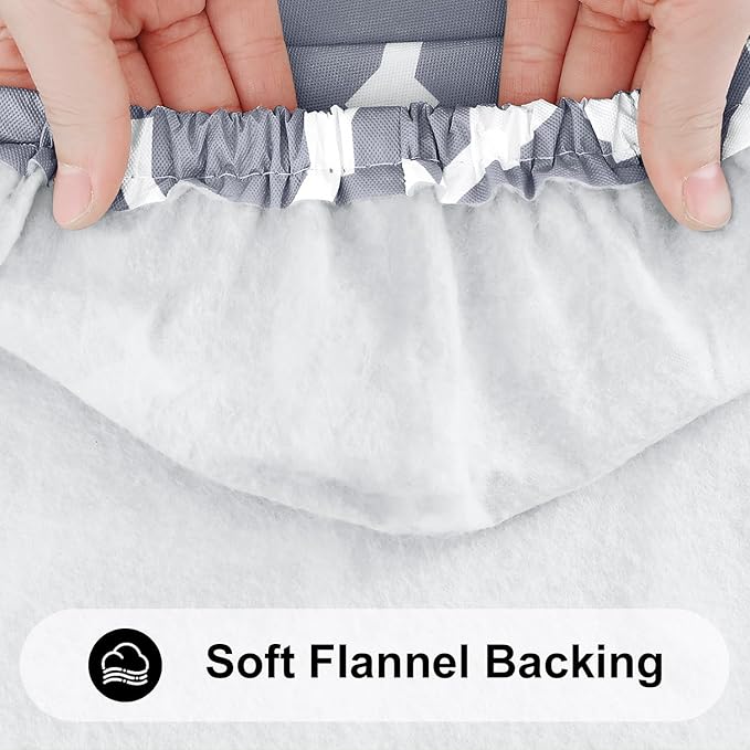 Smiry Rectangle Picnic Table Cover, Waterproof Elastic Fitted Camping Tablecloths for 8 Foot Tables, Wipeable Flannel Backed Vinyl Tablecloth Protector for Indoor, Outdoor (Grey, 36x96 Inches)