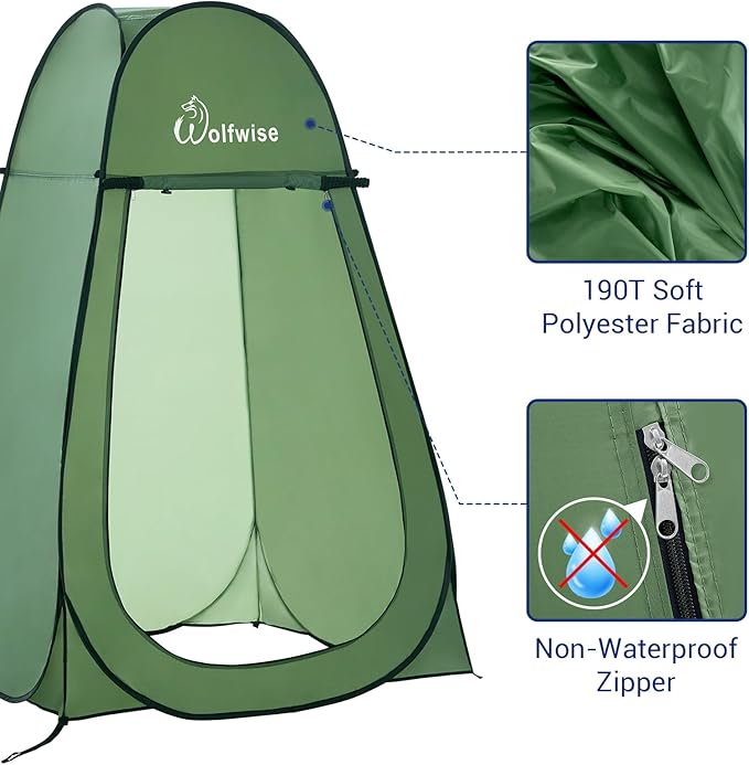 Wolfwise Pop Up Changing Tent for Beach, Camping Portable Shower Tents, Outdoor Privacy Bathroom, Change Dressing Clothes Porta Potty Tent Pop Up Instant for Camp, Toilet, Green