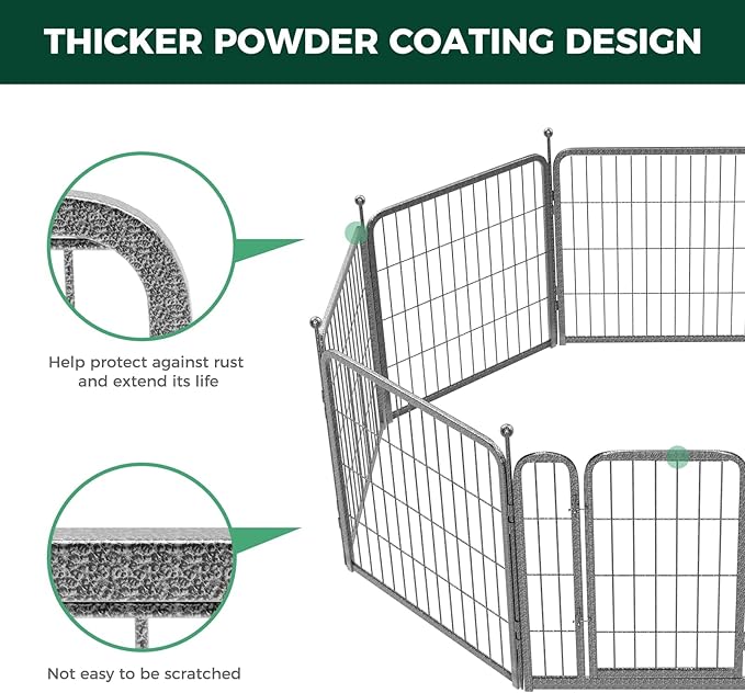 FXW Garden Fence with Door, 24in(H) x 90ft(L) 48 Panels Dog Fence Outdoor for The Yard - Heavy Duty Metal Fencing Tall Animal Barrier for Dog and Rabbit, Easy Assemble