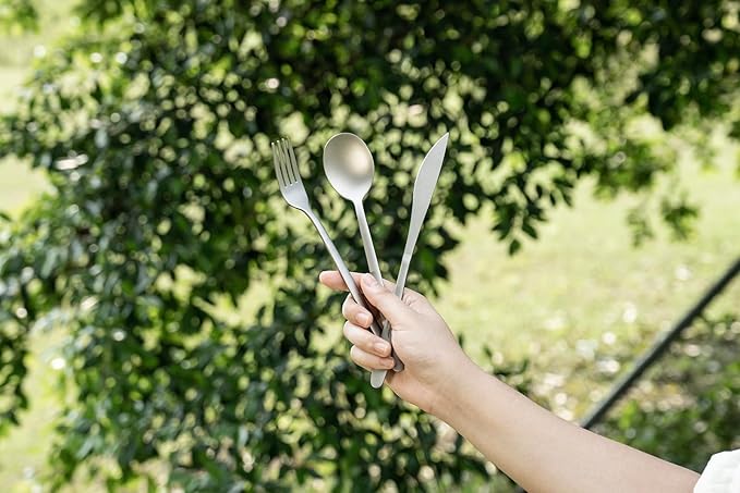 Boundless Voyage Titanium Cutlery Set Portable Camping Tableware Chopsticks Knife Fork Spoon Set for Home Travel (3 PCS SET)